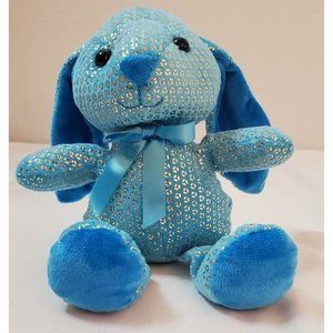 10" Sparkly Blue Bunny Plush with Satin Bow
